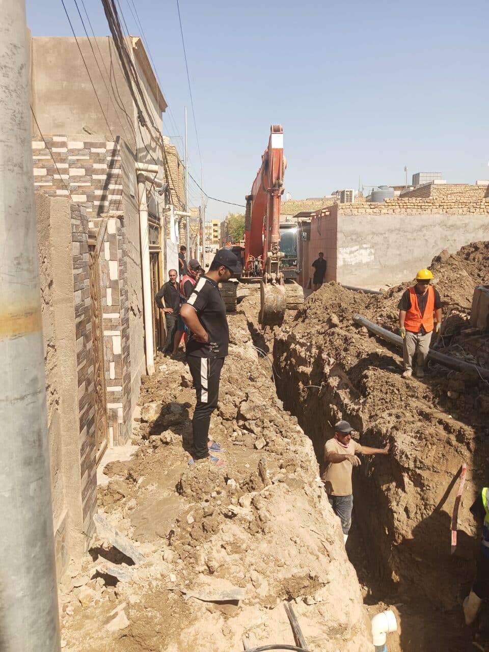 صورة من مقال: بالصور: مشروع الصرف الصحي في المهيدية والطليعة يحقق 38% نسبة إنجاز ويدخل مراحل متقدمة في الناصرية